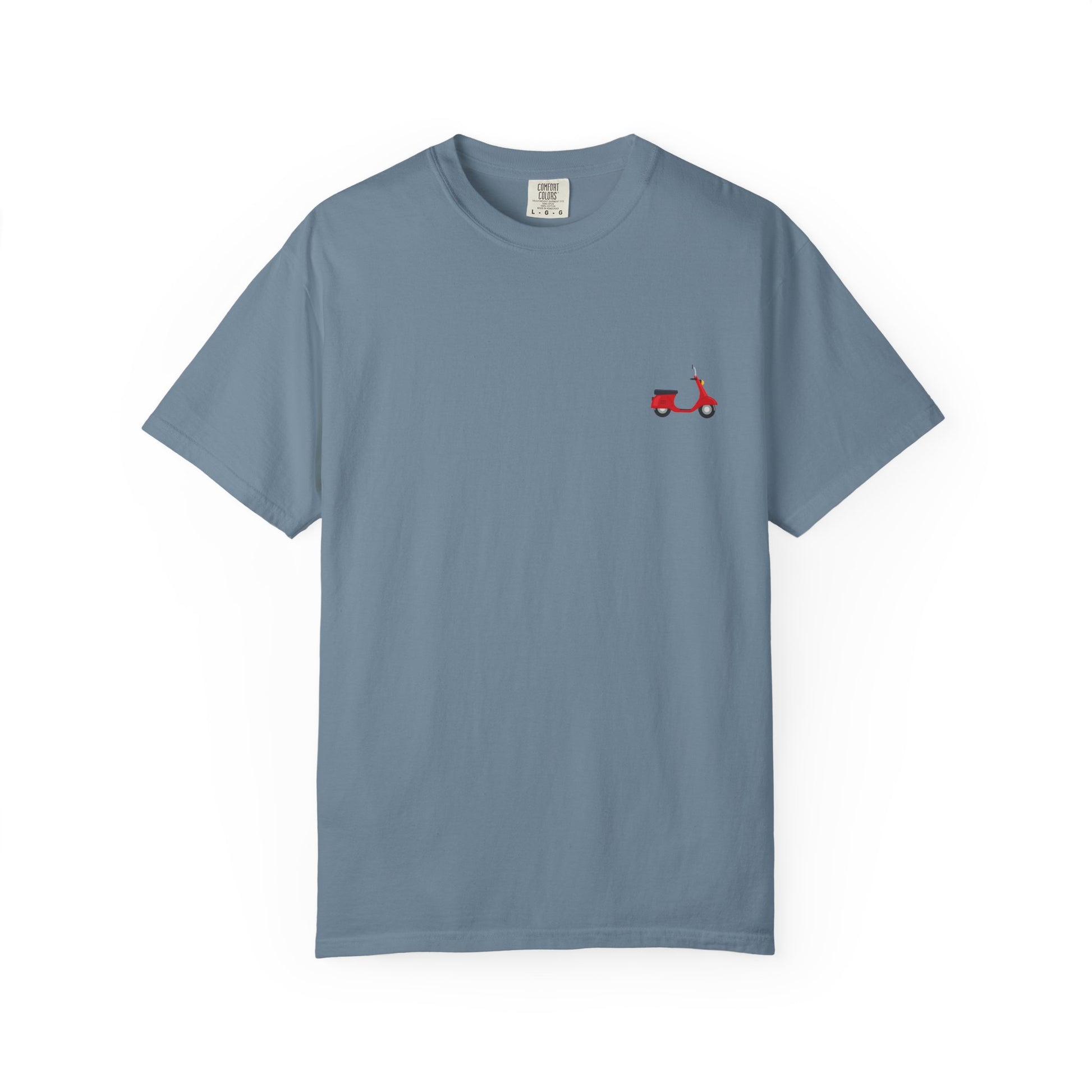 Casual Garment-Dyed T-Shirt with Scooter Design - Unisex, Summer Fashion, Gift Idea, Everyday Wear, Eco-Friendly Tee