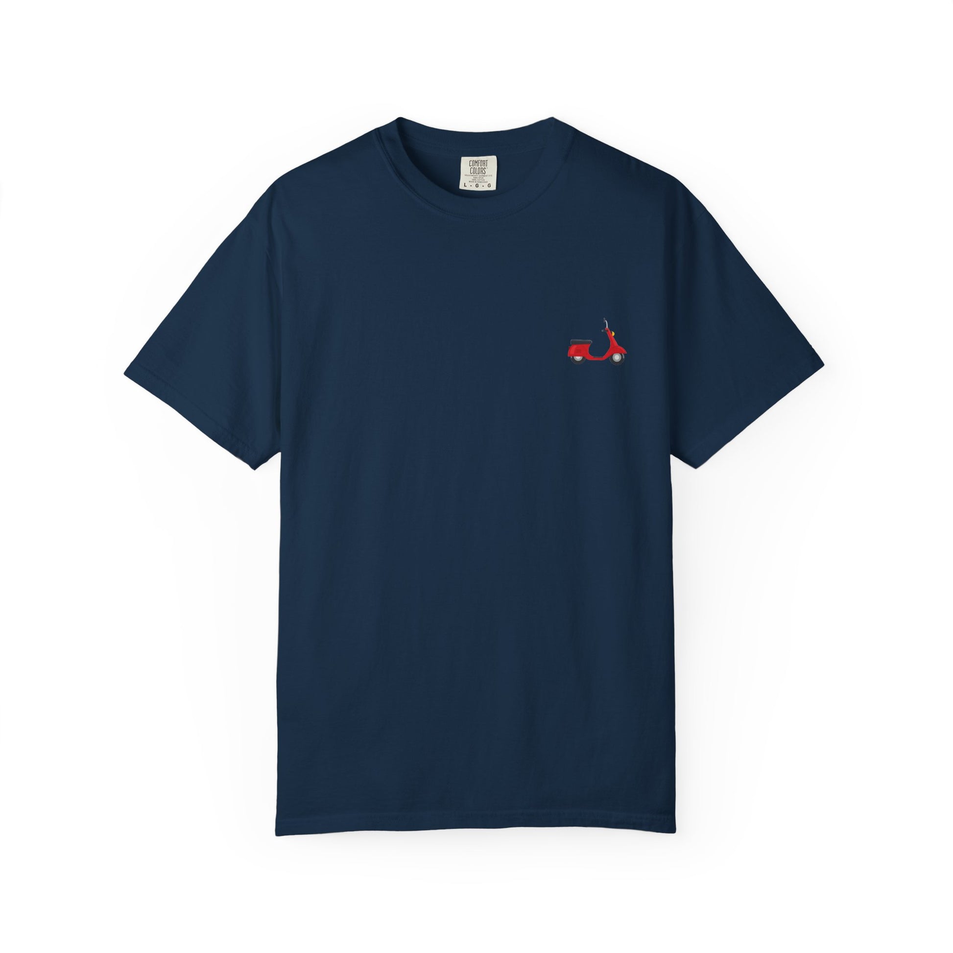 Casual Garment-Dyed T-Shirt with Scooter Design - Unisex, Summer Fashion, Gift Idea, Everyday Wear, Eco-Friendly Tee