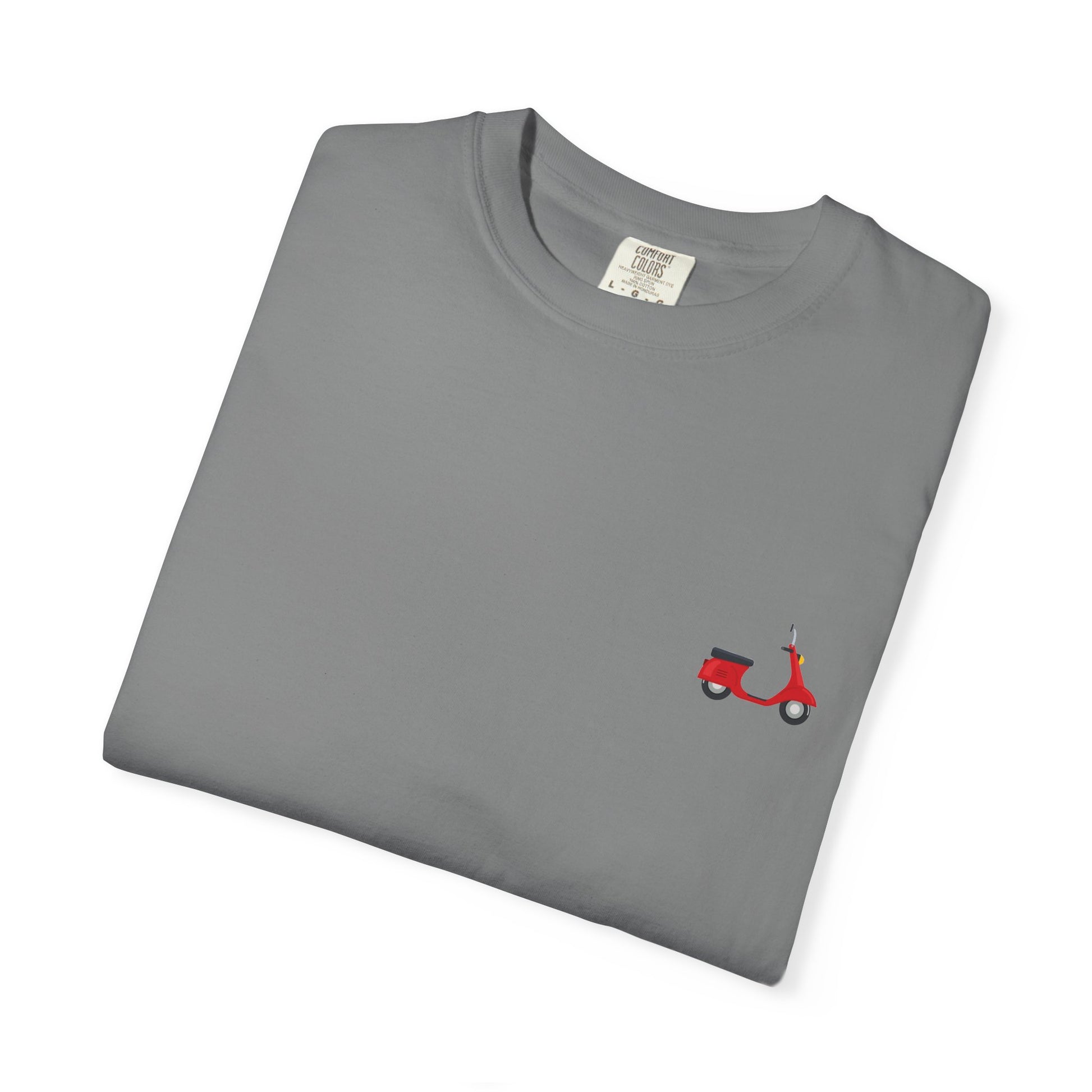 Casual Garment-Dyed T-Shirt with Scooter Design - Unisex, Summer Fashion, Gift Idea, Everyday Wear, Eco-Friendly Tee