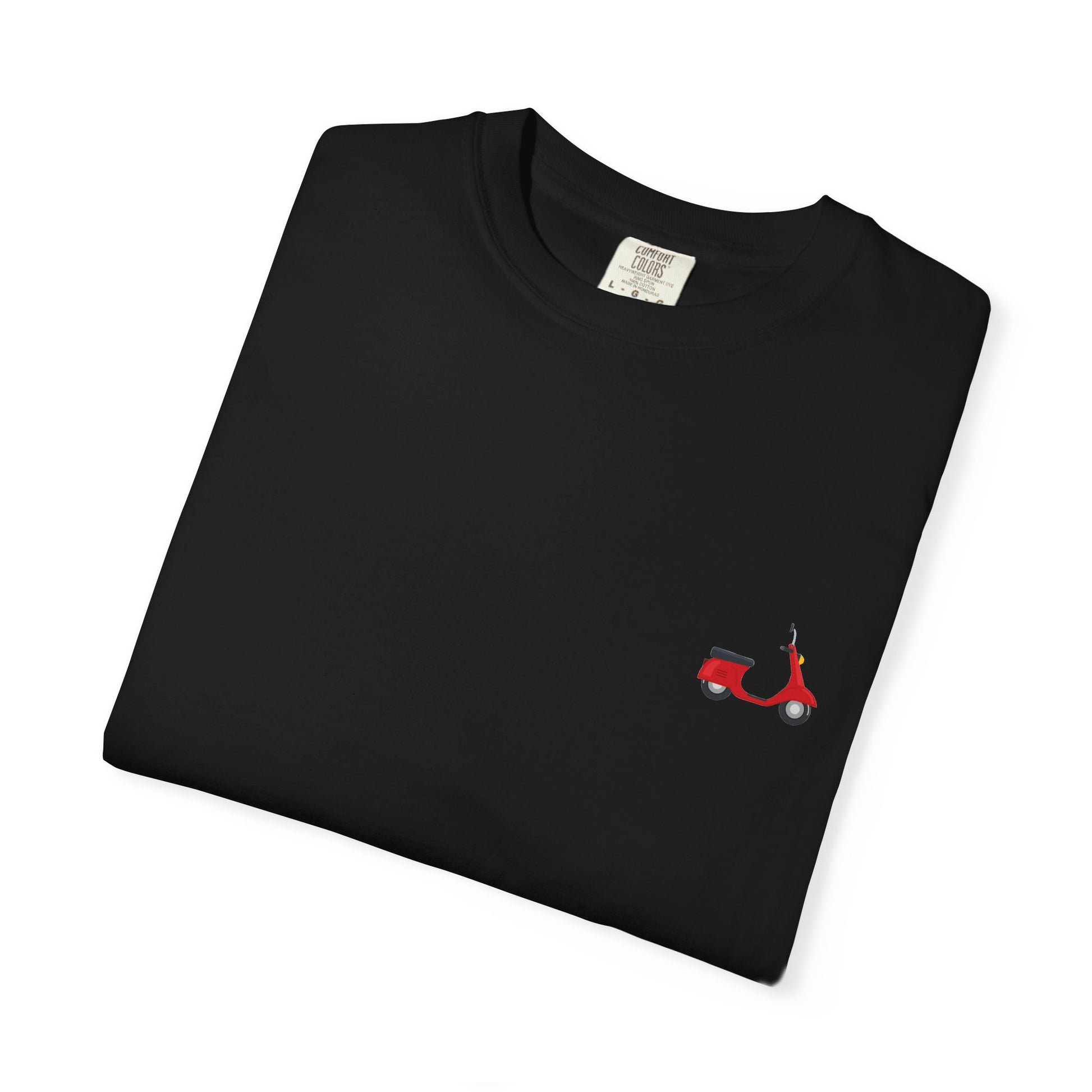 Casual Garment-Dyed T-Shirt with Scooter Design - Unisex, Summer Fashion, Gift Idea, Everyday Wear, Eco-Friendly Tee