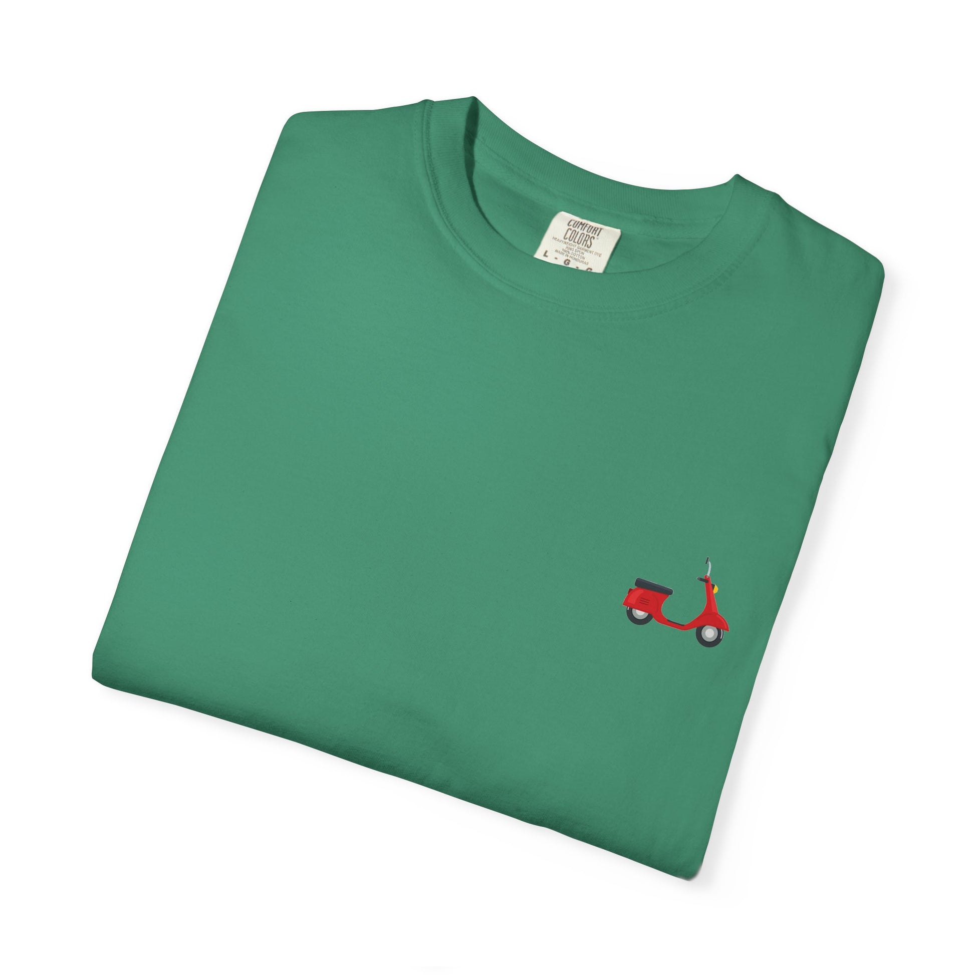 Casual Garment-Dyed T-Shirt with Scooter Design - Unisex, Summer Fashion, Gift Idea, Everyday Wear, Eco-Friendly Tee