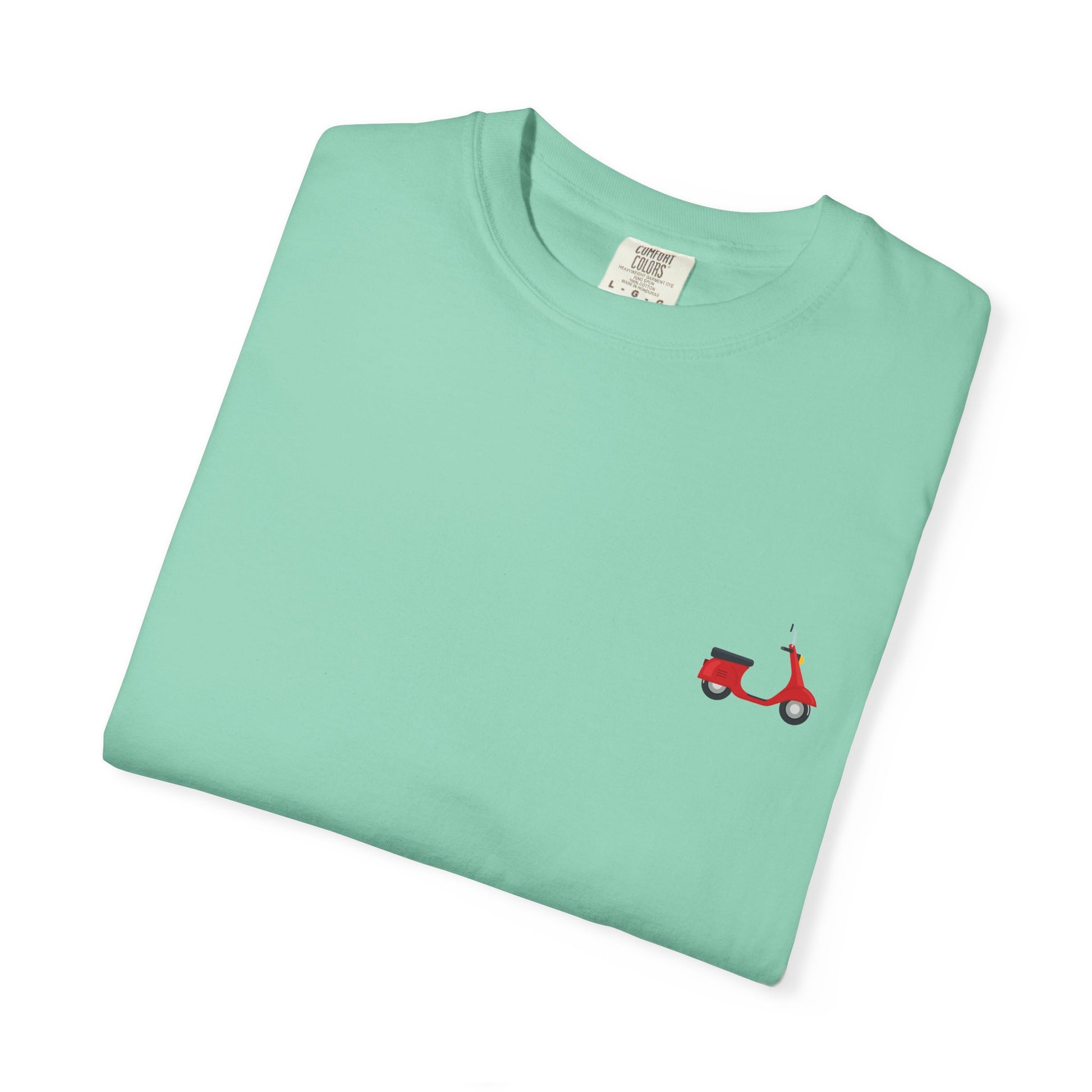 Casual Garment-Dyed T-Shirt with Scooter Design - Unisex, Summer Fashion, Gift Idea, Everyday Wear, Eco-Friendly Tee