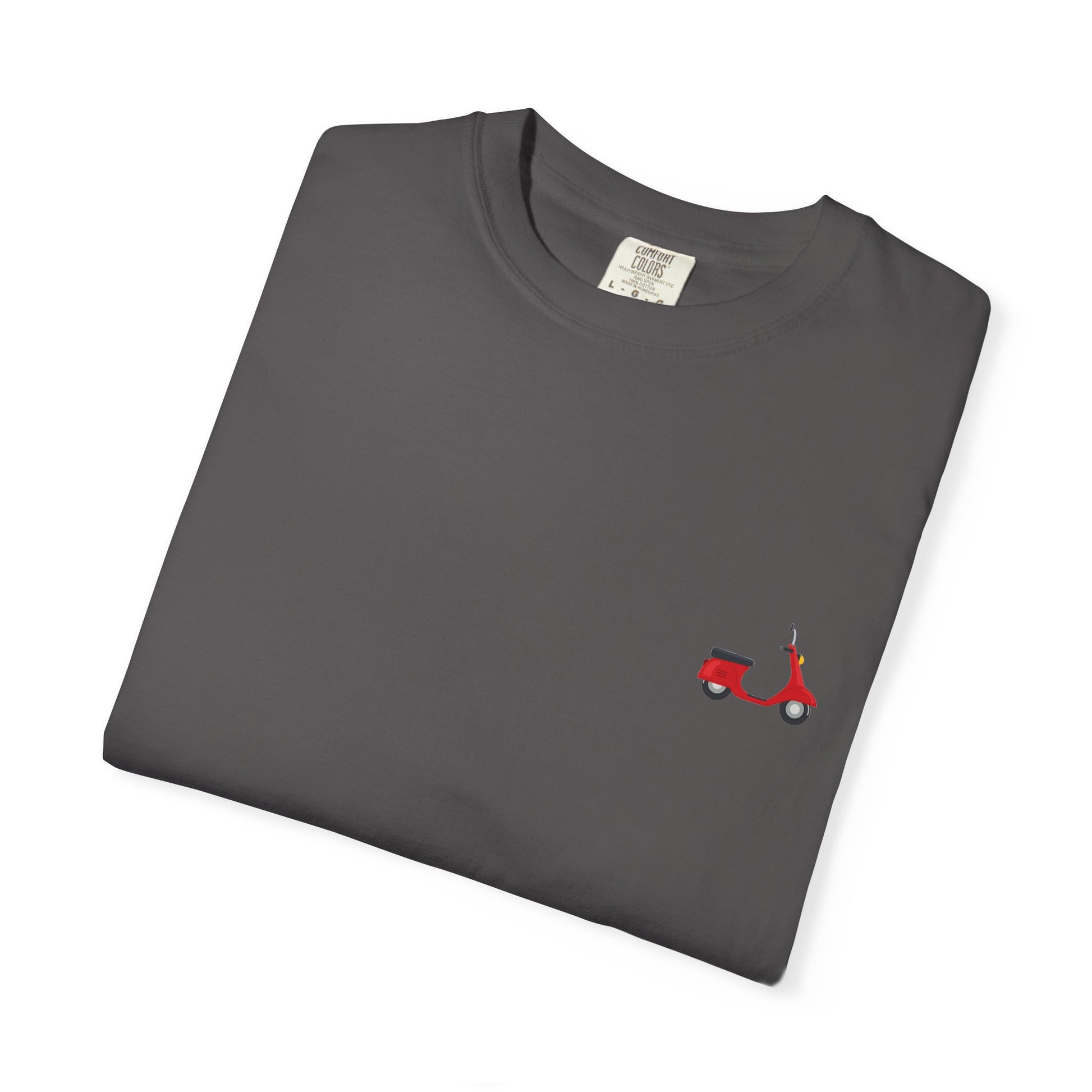 Casual Garment-Dyed T-Shirt with Scooter Design - Unisex, Summer Fashion, Gift Idea, Everyday Wear, Eco-Friendly Tee