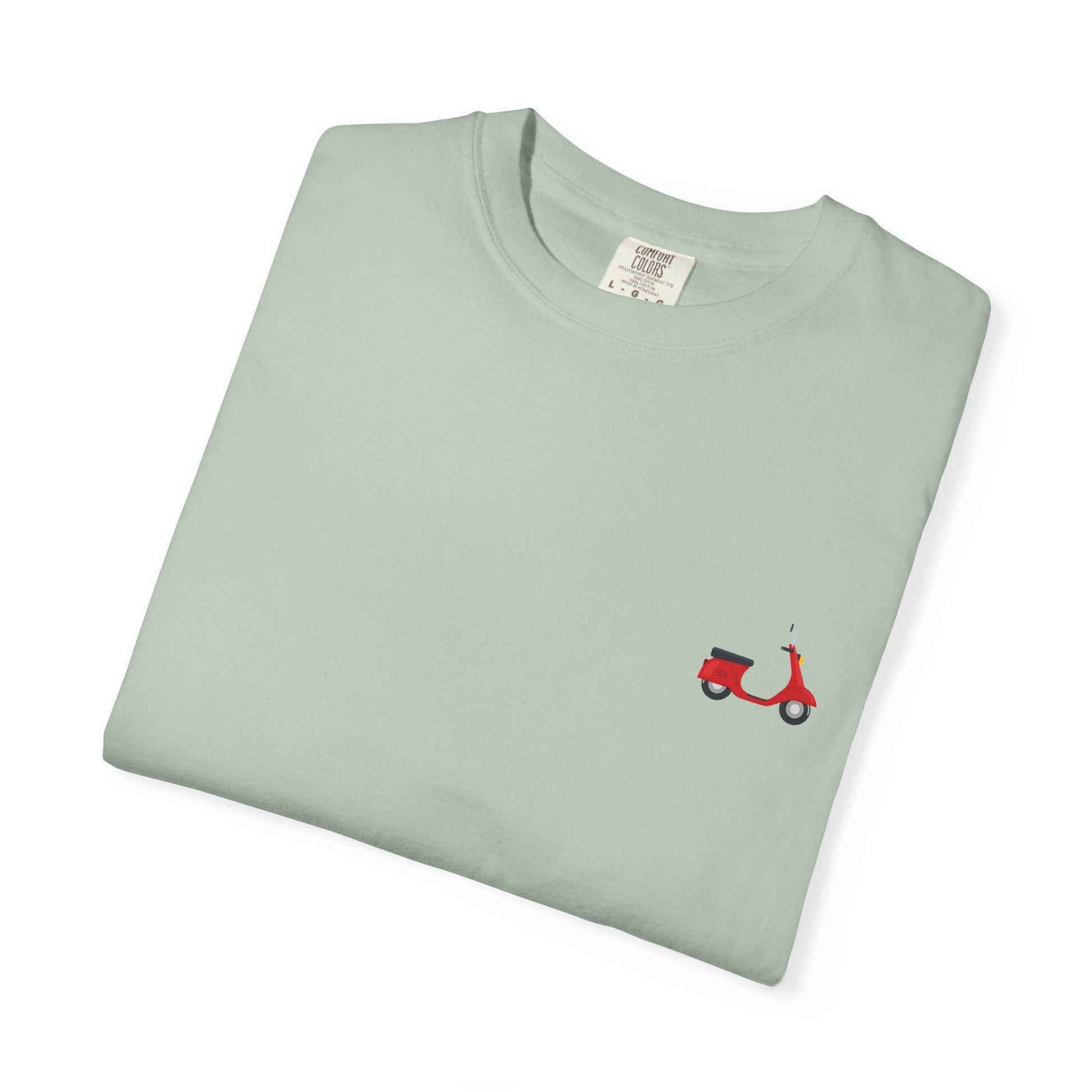 Casual Garment-Dyed T-Shirt with Scooter Design - Unisex, Summer Fashion, Gift Idea, Everyday Wear, Eco-Friendly Tee