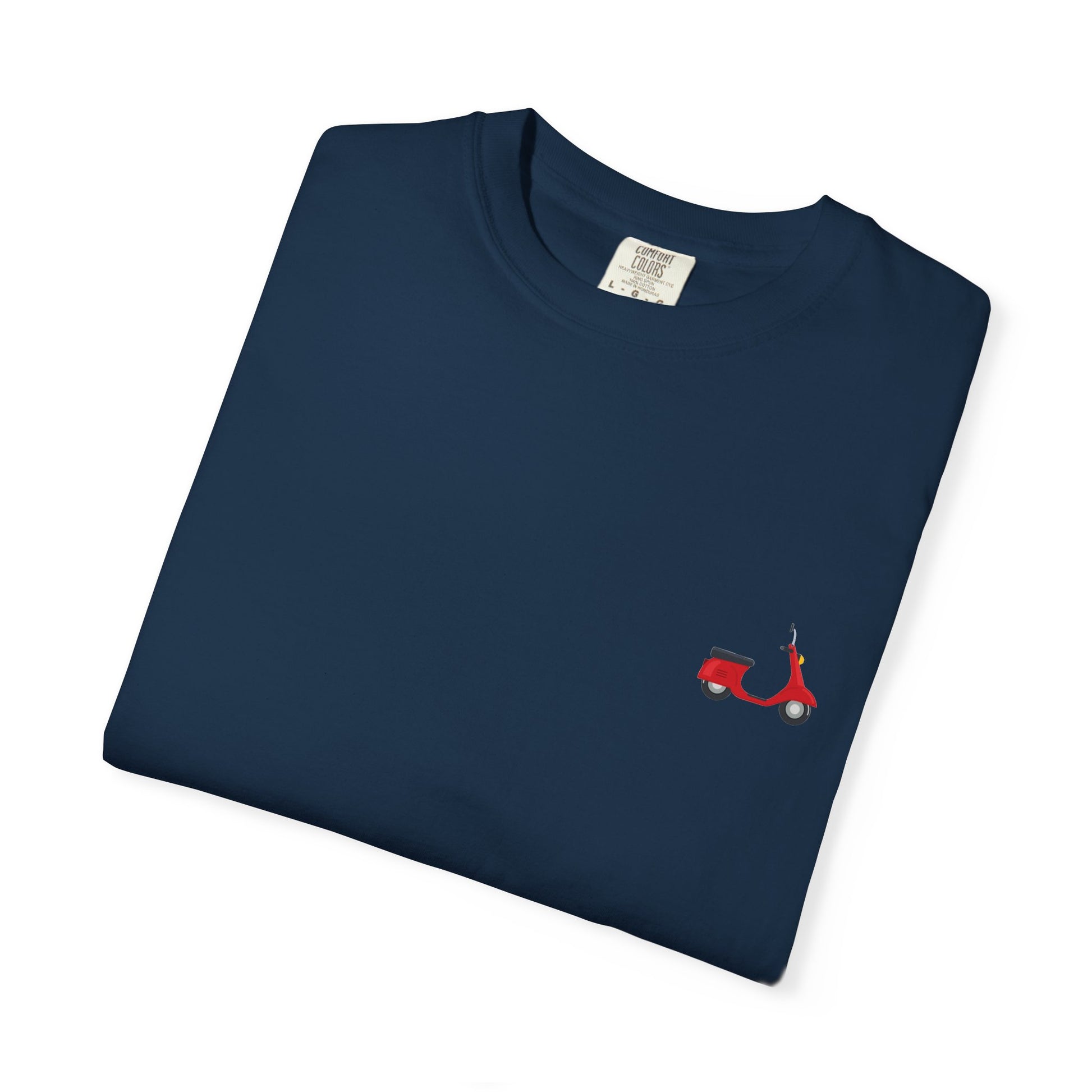 Casual Garment-Dyed T-Shirt with Scooter Design - Unisex, Summer Fashion, Gift Idea, Everyday Wear, Eco-Friendly Tee