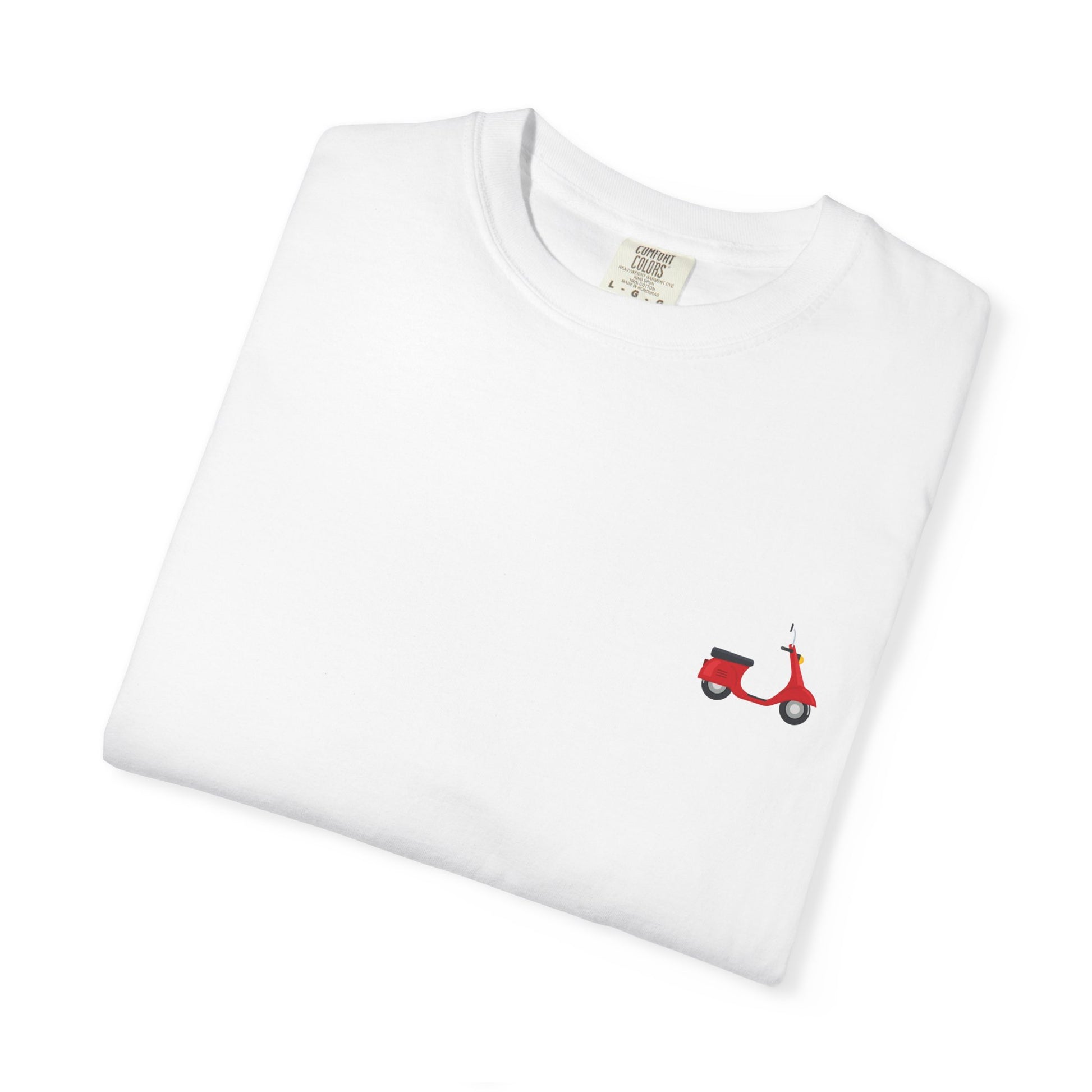 Casual Garment-Dyed T-Shirt with Scooter Design - Unisex, Summer Fashion, Gift Idea, Everyday Wear, Eco-Friendly Tee