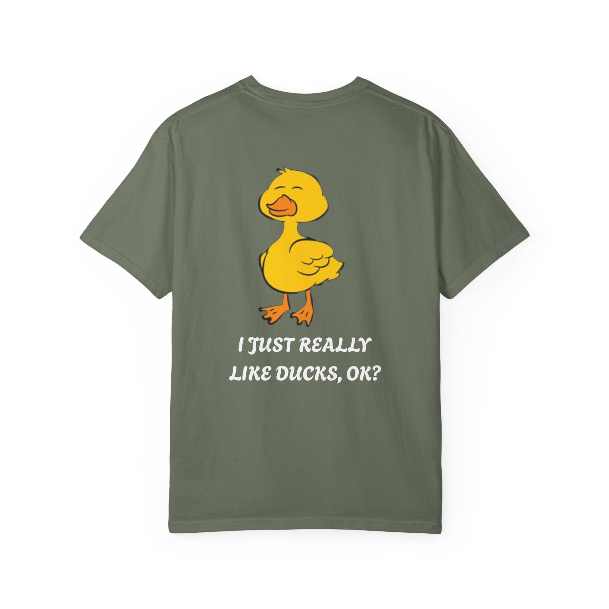Funny Duck Lover T-Shirt, Unisex Garment-Dyed Tee, Quirky Animal Shirt, Gift for Duck Lovers, Casual Wear, Cute Duck Design
