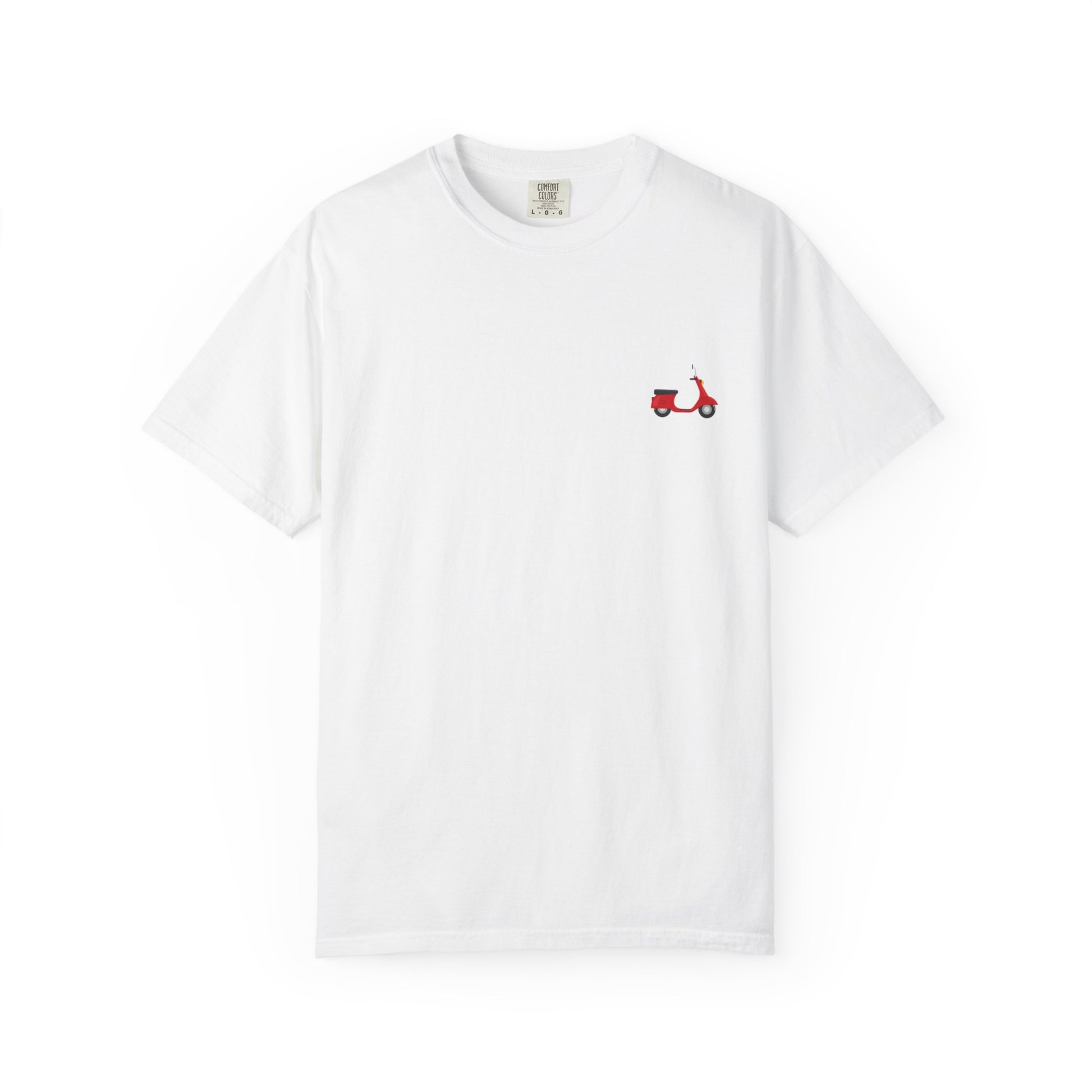 Casual Garment-Dyed T-Shirt with Scooter Design - Unisex, Summer Fashion, Gift Idea, Everyday Wear, Eco-Friendly Tee