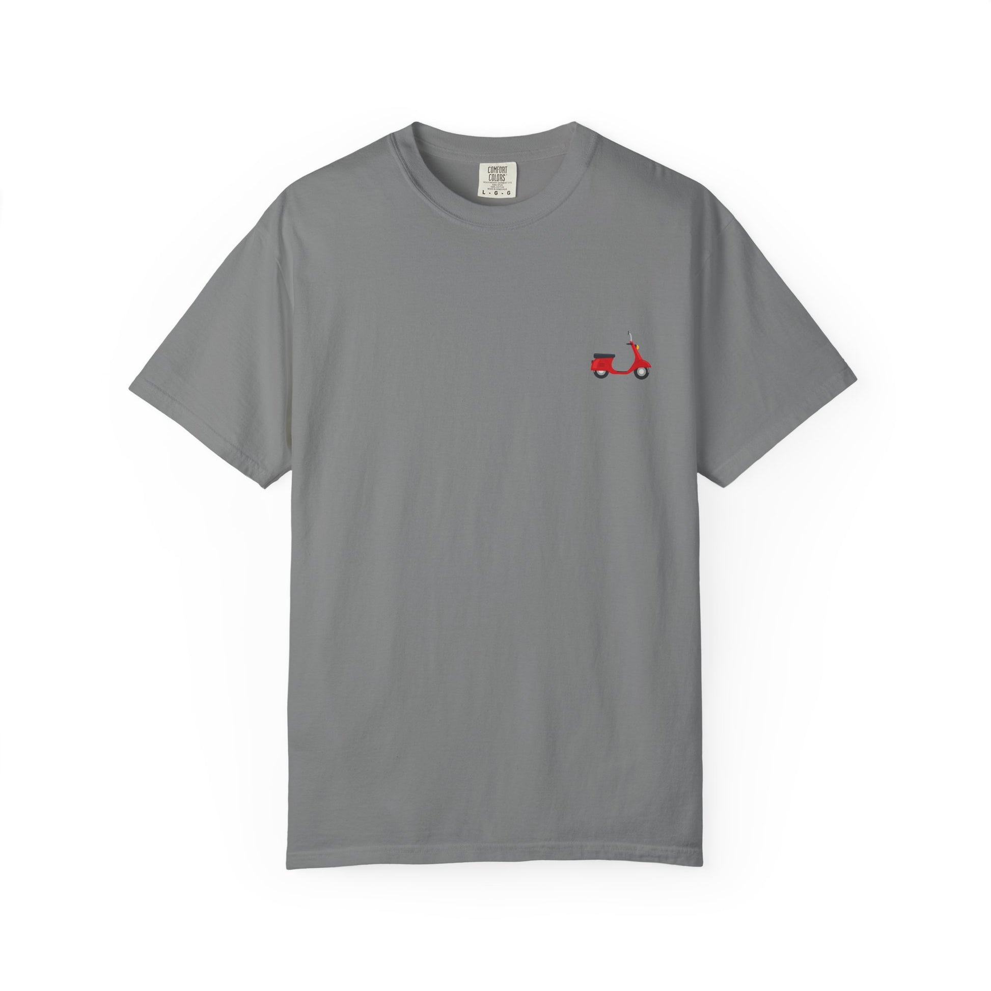 Casual Garment-Dyed T-Shirt with Scooter Design - Unisex, Summer Fashion, Gift Idea, Everyday Wear, Eco-Friendly Tee