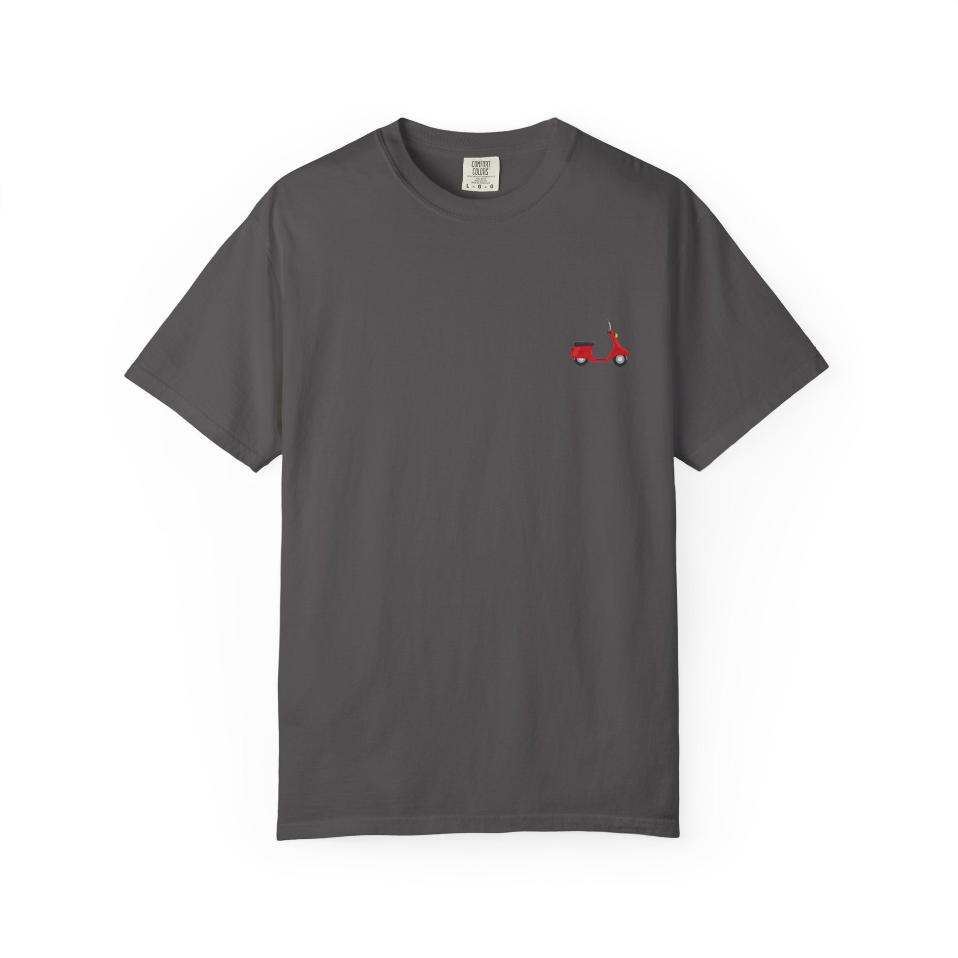Casual Garment-Dyed T-Shirt with Scooter Design - Unisex, Summer Fashion, Gift Idea, Everyday Wear, Eco-Friendly Tee