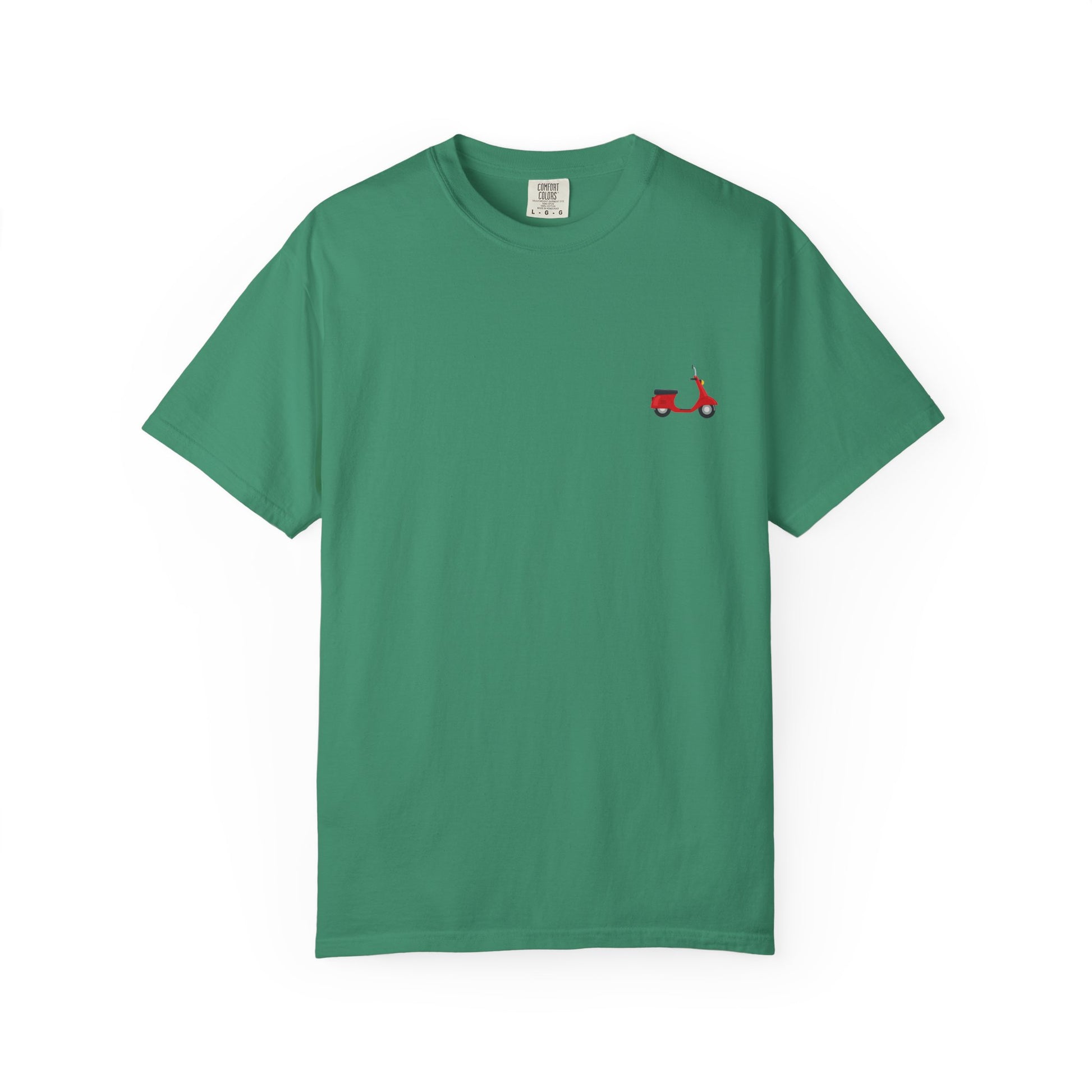 Casual Garment-Dyed T-Shirt with Scooter Design - Unisex, Summer Fashion, Gift Idea, Everyday Wear, Eco-Friendly Tee