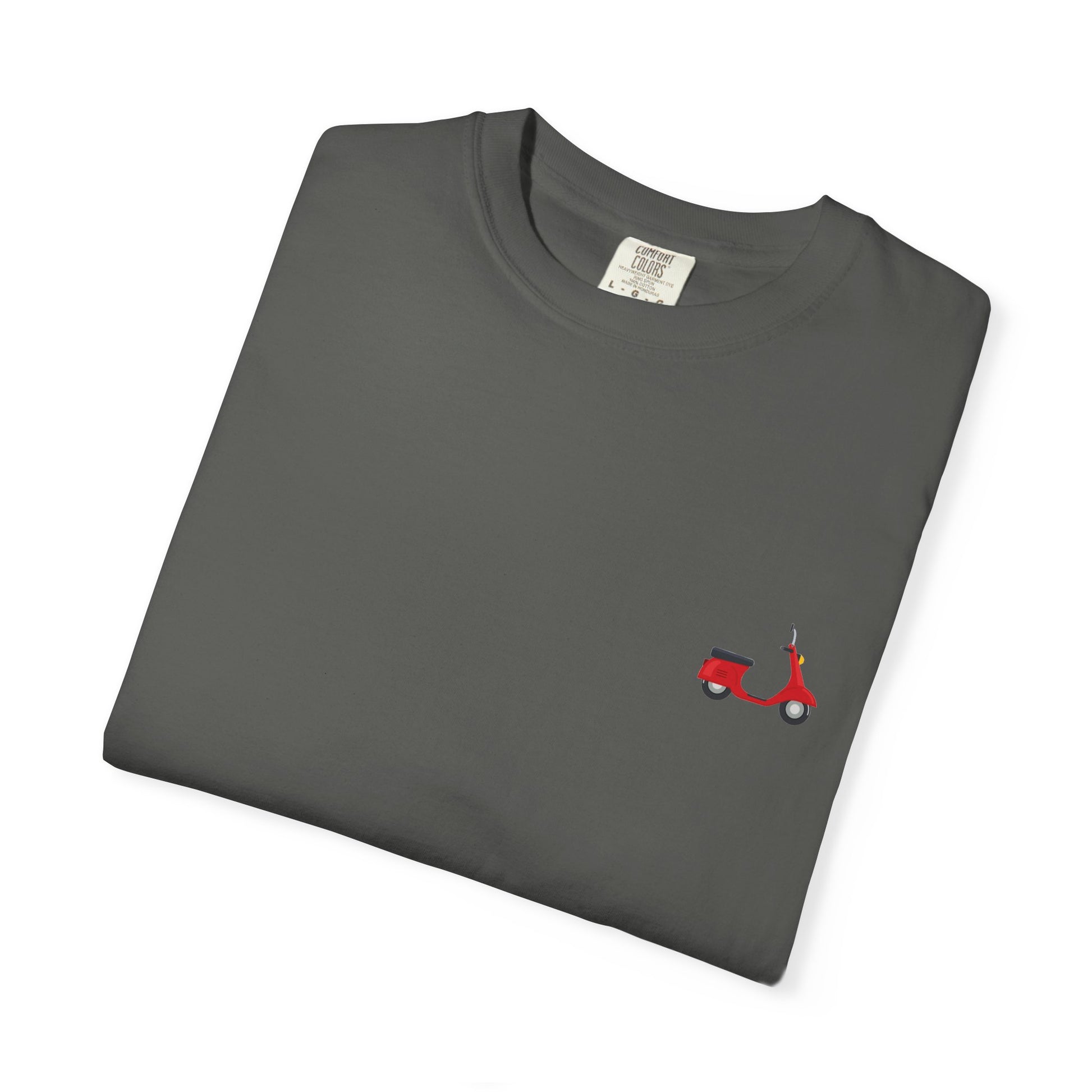 Casual Garment-Dyed T-Shirt with Scooter Design - Unisex, Summer Fashion, Gift Idea, Everyday Wear, Eco-Friendly Tee
