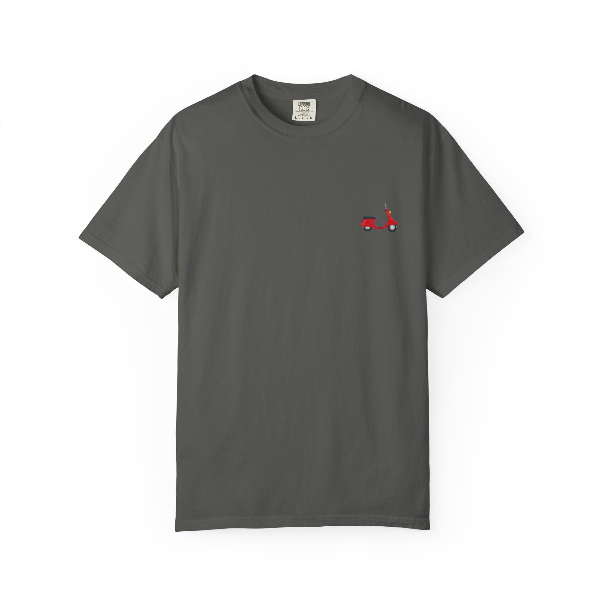 Casual Garment-Dyed T-Shirt with Scooter Design - Unisex, Summer Fashion, Gift Idea, Everyday Wear, Eco-Friendly Tee